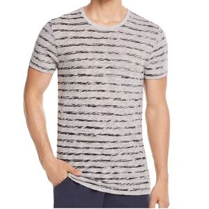 ATM 100% Cotton Slub Jersey Crew Neck Gray Textured Striped Tee Shirt in Medium
